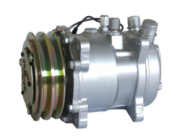 A/C Compressor replace Sanden sd507 5H11 507 Compressor 12V / 24V 2 Groove V Belt Pulley Tractor Excavator Heavy Duty Truck Hot Rod
