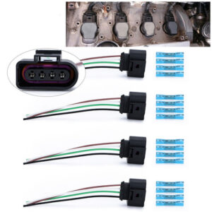 set Ignition Coil - Connector Harness Wiring Plug Suitable for VW / Audi A3 A4 A5 A6 A8 TT VW Golf Jetta Passat Touareg 1J0973724 4B0973724 - Full